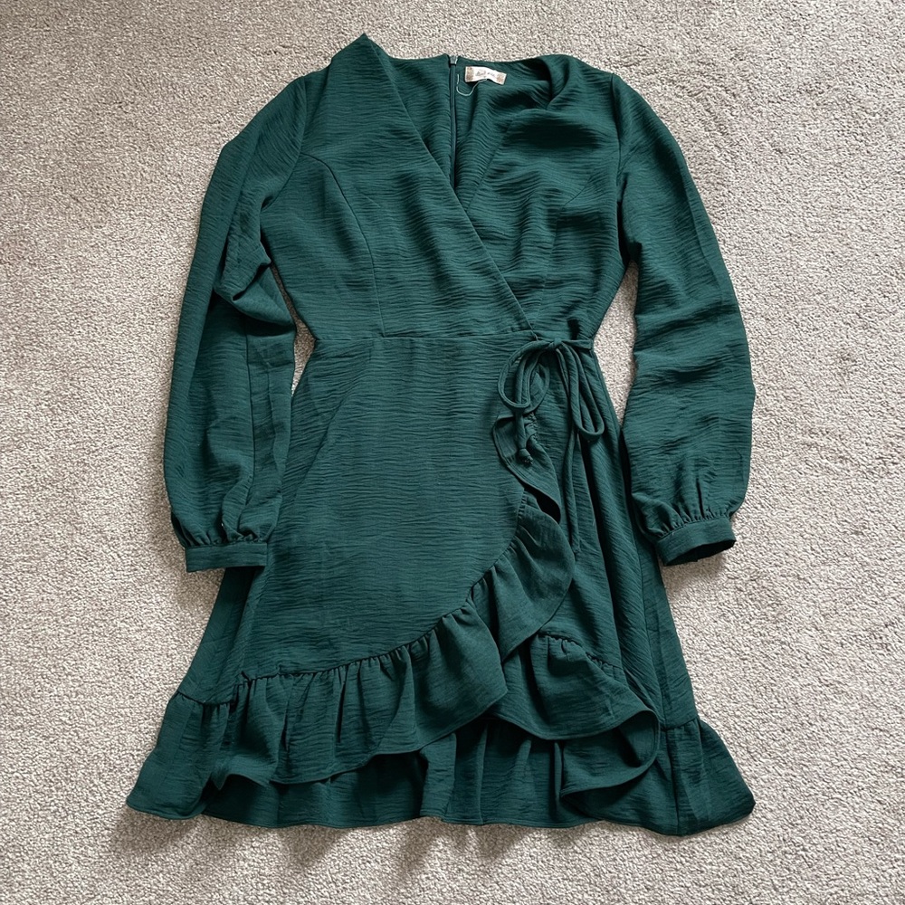 Altard State long sleeve ruffle wrap dress